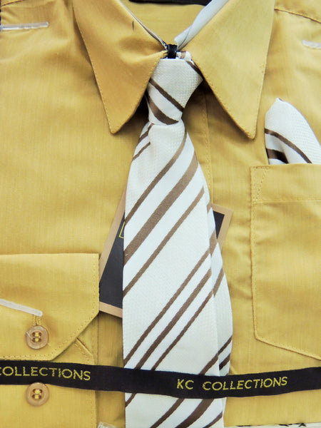 Kids Long Sleeve Dress Shirt - Mustard